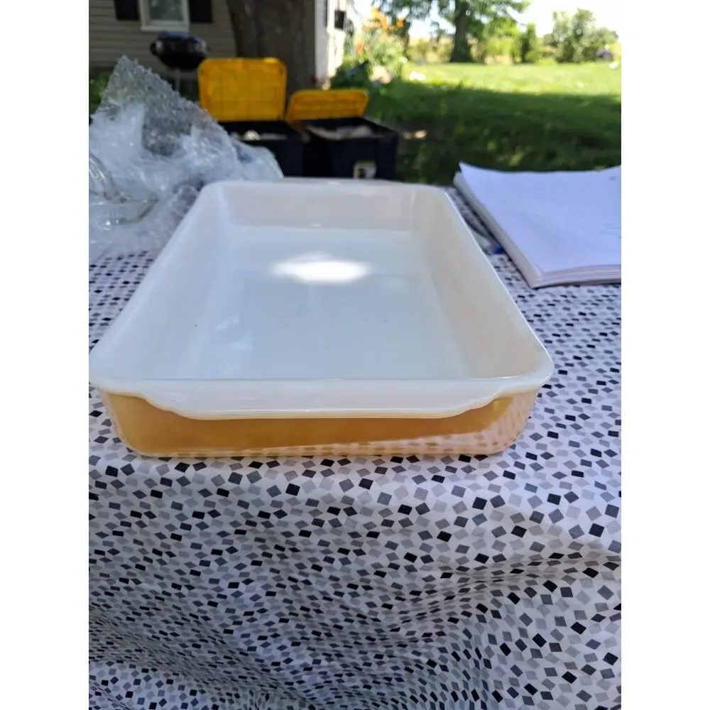Vintage Fire King Peach Lusterware Rectangular Baking Dish Ovenware